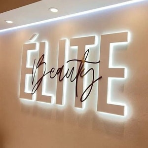 Letrero comercial retroiluminado, letrero de salón de belleza, letrero de vestíbulo de spa, logotipo para negocios, letrero de logotipo, letras iluminadas en 3D, letrero de tienda, decoración de pared LED 3D,