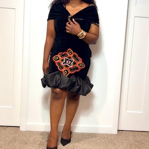 Classic and Elegant Hand-Embroidery Toghu Dress - African Traditional Wear for Women - Cameroonian Cultural Outfit - Bamenda Elegant Dress