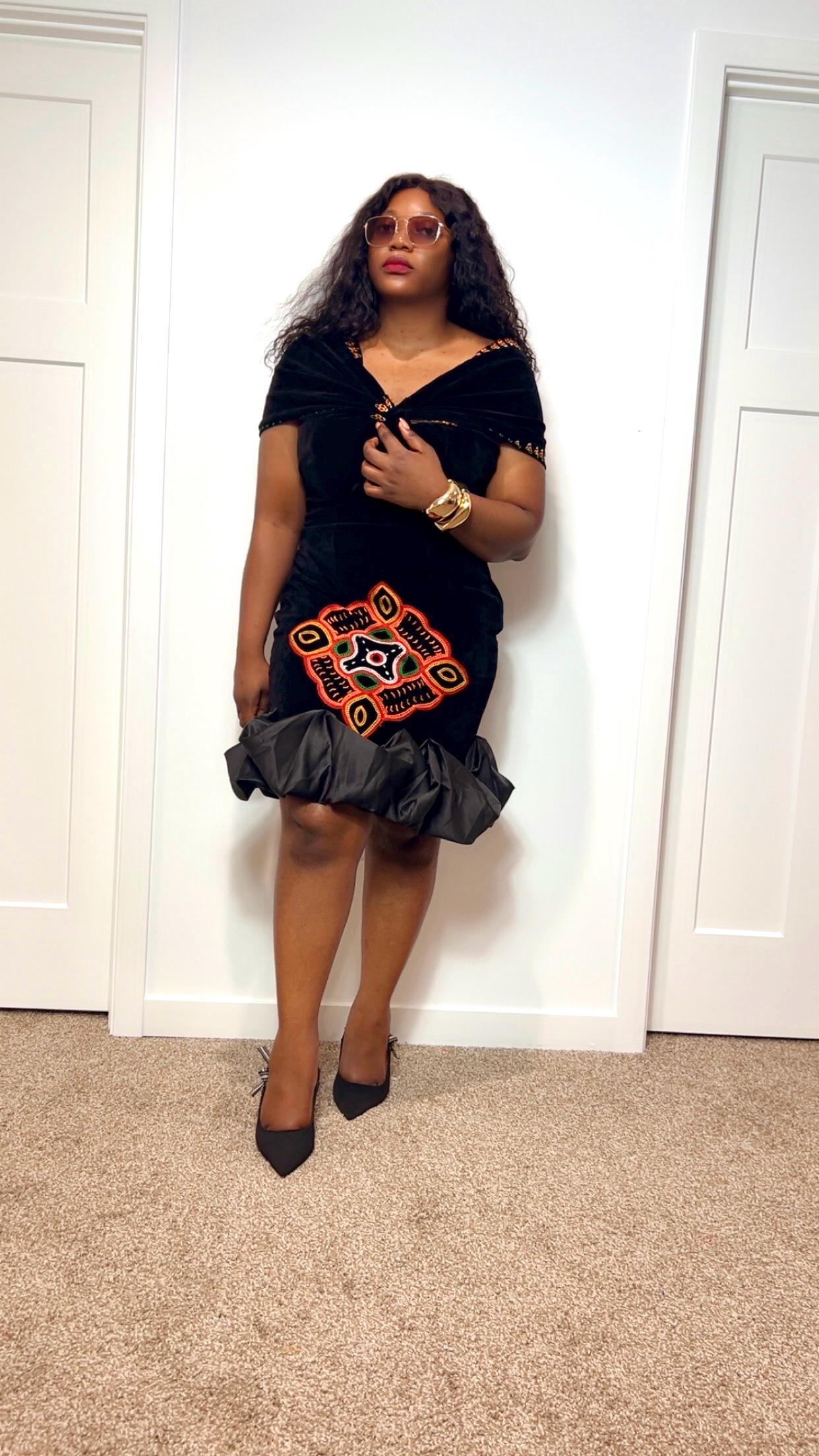Classic and Elegant Hand-Embroidery Toghu Dress - African Traditional Wear for Women - Cameroonian Cultural Outfit - Bamenda Elegant Dress