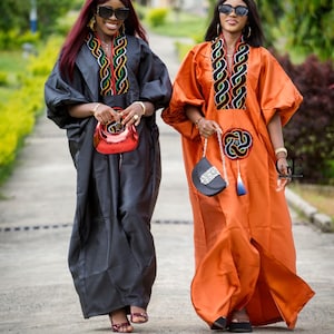 Classic and Elegant Hand-Embroidery Toghu Dress - African Traditional Wear for Women - Cameroonian Cultural Outfit - Bamenda Elegant Dress