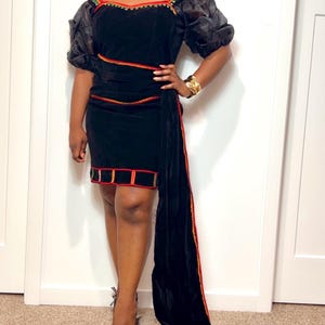 Classy and Elegant Hand-Embroidery Toghu Dress - African Traditional Wear for Women - Cameroonian Cultural Outfit - Bamenda Elegant Dress