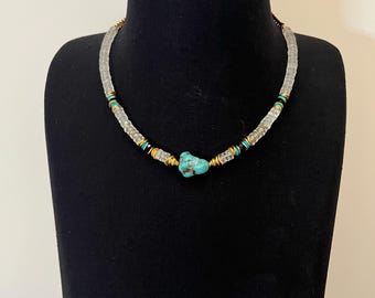 Green amethyst semi-precious stone necklace