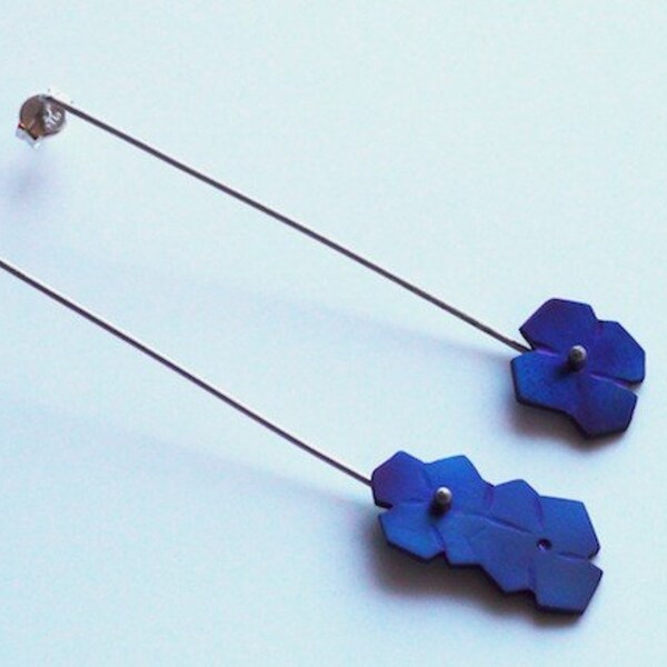 Handmade Titanium and Silver Flower Earrings