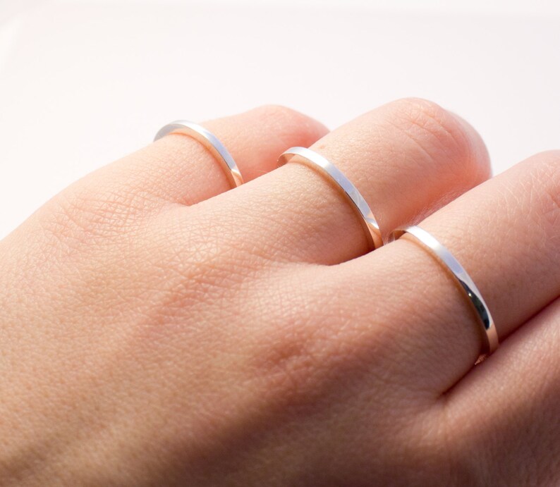 Stylish and Simple Stacking Rings Minimal Rings Silver Etsy