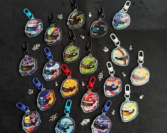 F1 Formula One Driver Helmet Holographic Keychains Lando Norris Charles Leclerc Lewis Hamilton Max Verstappen