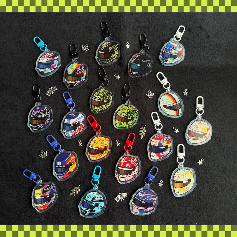 F1 Formula One Driver Helmet Holographic Keychains Lando Norris Charles ...