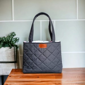 Denim Tote Bag, Cotton Denim Bag, Quilted Tote Bag, Gifts for Women Totes, Birthday Gift Bag, Everyday Tote Bag