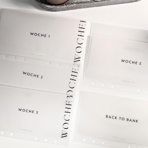 A6 | A7 | A5 Set Wochenbudget 1-5 + Back to Bank | Wochenumschläge | Umschlagmethode | Finanzplanung | Minimalistisch | Set 6 Umschlägen