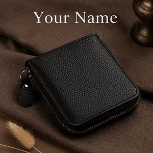 Vintage Leather RFID Wallet: Zippered Bifold Cowhide Purse