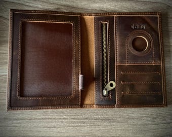 Personalized Leather AirTag Passport Holder: Custom Travel Wallet