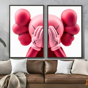 Kaws Red Pink Companion Collage Set - DIGITAL DOWNLOAD for 2 Prints - Kaws Poster, Hypebeast Figure Print, Kaws Hypebeast Toy Art