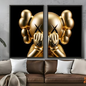 Gold KAWS Graffiti Poster Set: Hypebeast Sneaker Prints (Digital Download)
