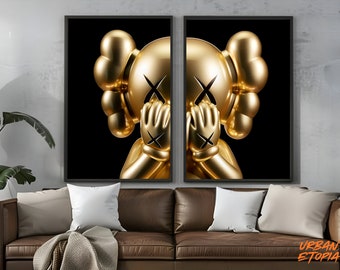 Gold KAWS Graffiti Poster Set: Hypebeast Sneaker Prints (Digital Download)
