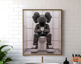 KAWS Toilet Art Print Poster: Hyperbeast Bathroom Decor (Digital Download)
