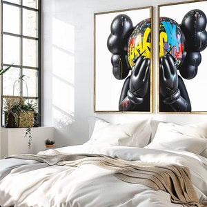 Colorful Graffiti Style Kaws Art Print - Instant Digital Download for 2 Frames -  Hypebeast Figure Print, Kaws Hypebeast Toy Art