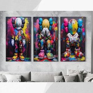 Cool Hypebeast Graffiti Posters - Set of 3 for Hip Home Decor, Kaws Poster Bundle, KAWS Poster Bundle, Kaws, Hypebeast