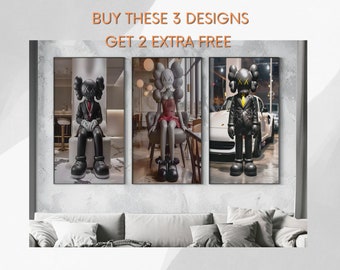 KAWS Prints Set of 3: Contemporary Hypebeast Wall Art (Digital Download)