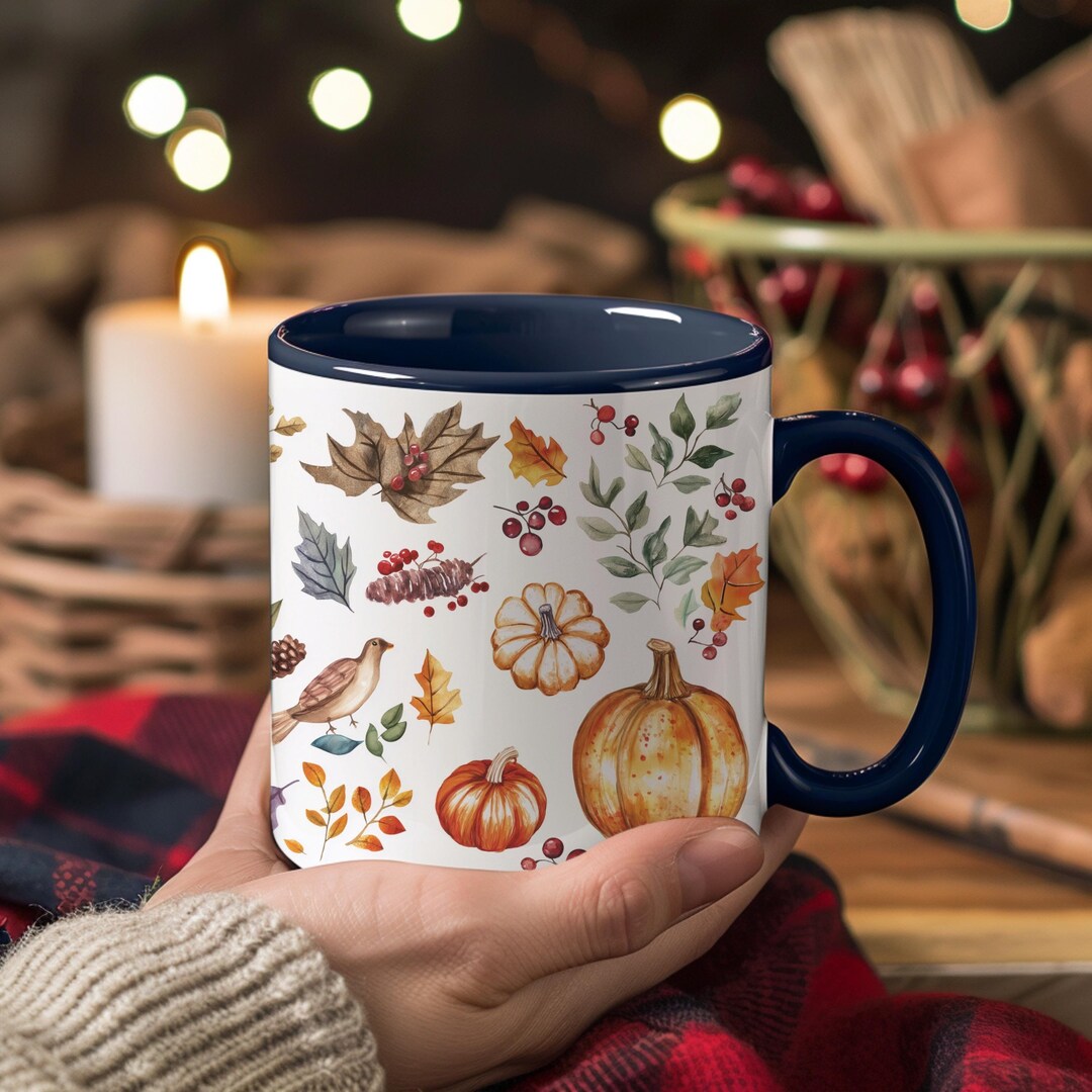 Fall Pattern Mug, Autumn Coffee Mug, Thanksgiving Gift, Fall Vibes Gift ...
