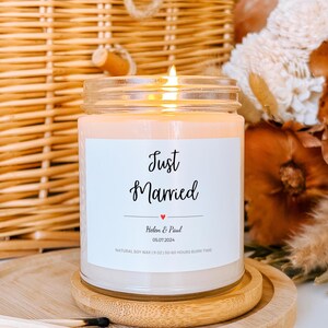 Just Married Wedding Shower Candle Gift Bride Bridal Shower Bachelorette Party Gifts from Bridesmaids  Wedding Day Candle Engaged Couple