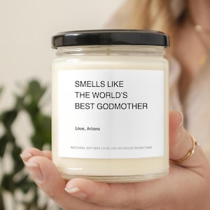 Worlds Best Godmother Candle Gift Personalized God Mother Gift Auntie Gift Pregnancy Announcement Custom Godmother Godparents Proposal Gift