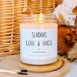 Personalized Hugs Candle Gift, Grief Gift for Women, Thinking of You Gifts, Sympathy Candle Gift, Condolence Gift Sending You a Hug Candle