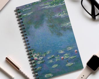 Monet Water Lilies Spiral Journal, Artistic Journal for Artists, Nature Lover's Gift, Dreamy Sketchbook, Aesthetic Writing Diary
