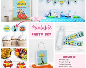 The Wiggles Printable Party Set - Welcome Sign, Cupcake Toppers, Bottle Labels, Bunting, Gift Bags, Food Labels - Downloadable | Digital