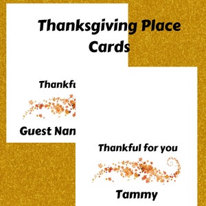 Thanksgiving Place Cards, Friendsgiving Place Cards, Printable, Customization Available