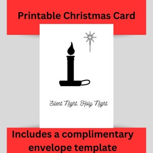 Weihnachtskarte, christlich, Kerze, Stille Nacht Heilige Nacht, innen leer, bedruckbar, minimalistisch, PDF Download, 5 "X 7"