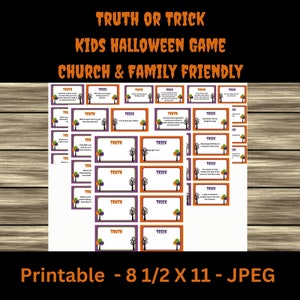 Halloween Truth or Trick Kids Game, imprimible, IGLESIA y FAMILIAR