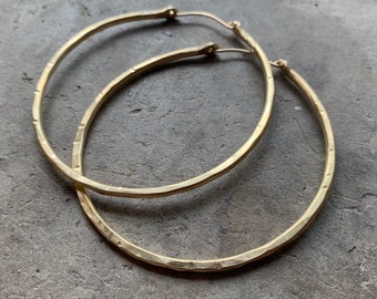 Brass Hoop Earrings / Large Hoops /  Brass Hoops / Hammered Hoops /Thin Hoops / DanielleRoseBean / Custom Hoop Earrings / Boho Hoops