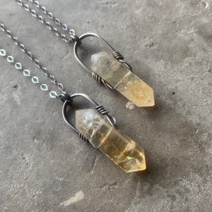 Citrine Necklace / Healing Crystals / Sterling Silver / Crystal Necklace / Silver Necklace / daniellerosebean / mustard yellow / rustic image 3
