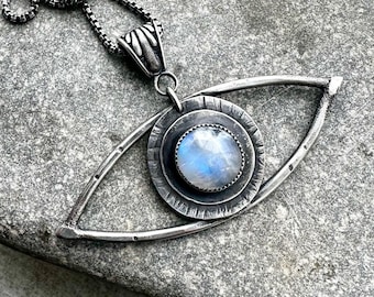 Evil Eye Statement Necklace / Sterling Silver Jewelry / Third Eye / Boho / Statement Jewellery / Healing Pendant / daniellerosebean / Pearl