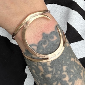 Crescent Moon Cuff Bracelet, Brass Bracelets, Statement Jewelry,  Daniellerosebean,  Large Cuffs, Boho Moons, Celestial