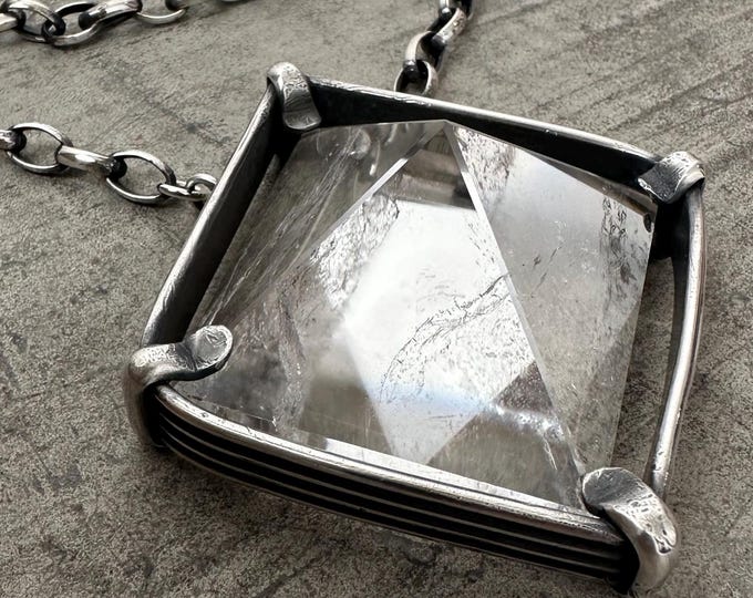 Clear Quartz Pyramid Necklace, Sterling Silver Necklaces, Healing Crystal Jewellery, Daniellerosebean