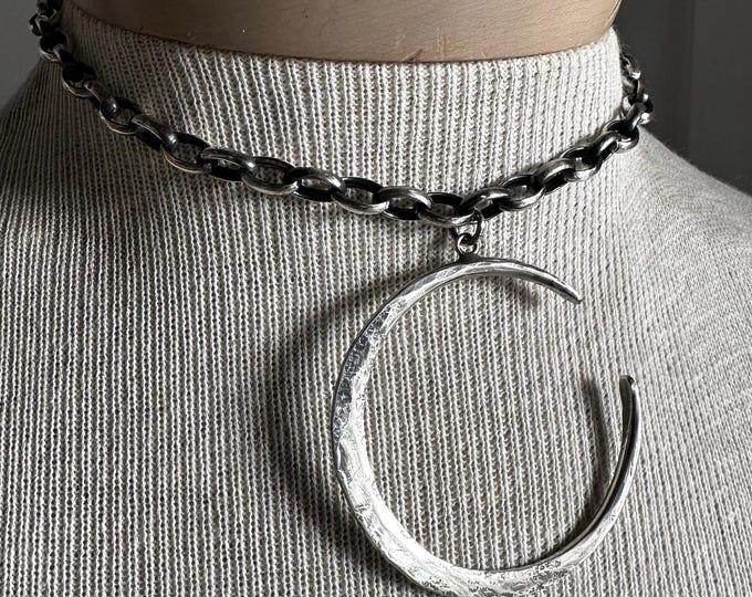 Sterling Silver Moon Choker Necklace