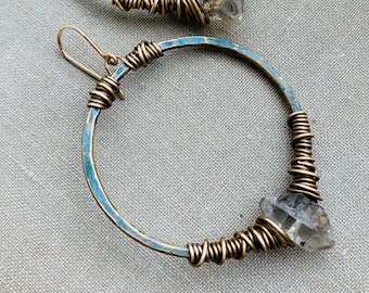 Rustic Herkimer Diamond Hoops