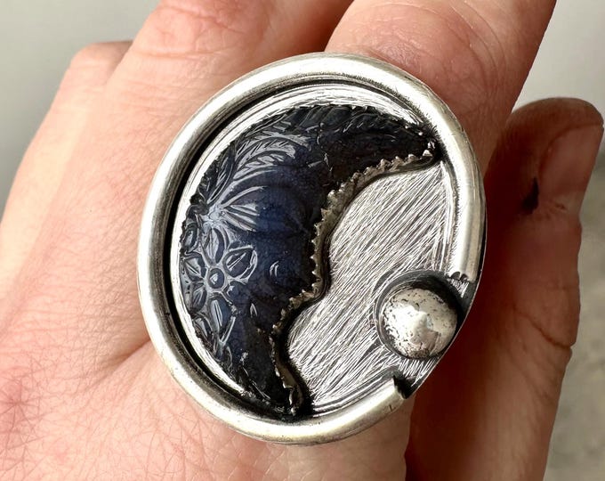 Chalcedony Moon Ring