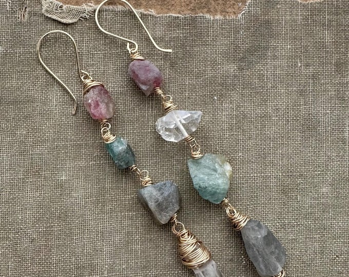 Raw Gemstone Dangle Earring