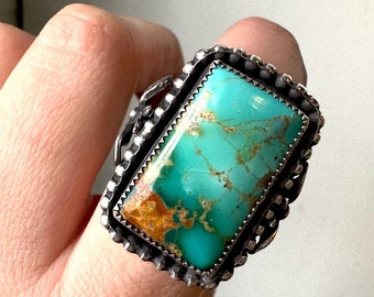 Kingman Turquoise Ring / Crescent Moon Rings / Sterling Silver / Statement Jewelry / daniellerosebean / Boho Jewellery / Healing Stones