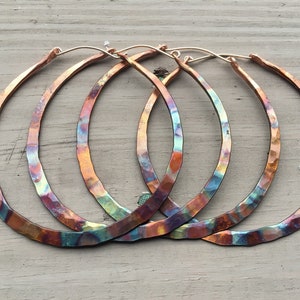 Copper Hoop Earrings / Rainbow / Custom Hoops / Hammered / Boho / Large / Small / Statement / Rustic Jewelry / Daniellerosebean / Hoop