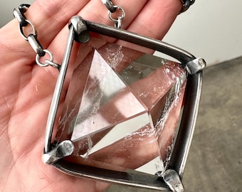 Clear Quartz Pyramid Necklace, Sterling Silver Necklaces, Healing Crystal Jewellery, Daniellerosebean