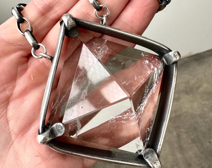 Clear Quartz Pyramid Necklace, Sterling Silver Necklaces, Healing Crystal Jewellery, Daniellerosebean