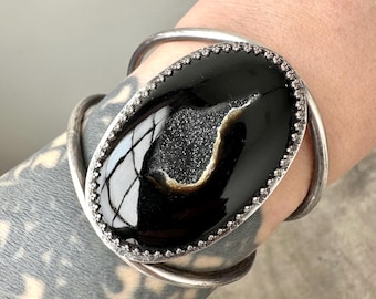 Onyx Druzy Cuff Bracelet