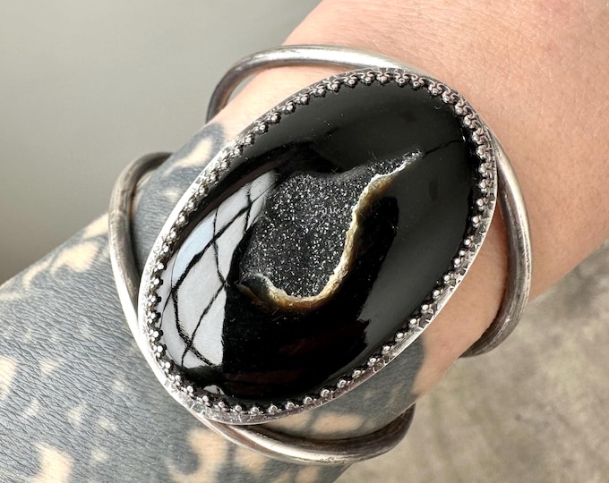Onyx Druzy Cuff Bracelet