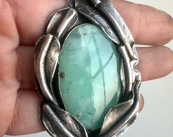 Sterling Silver Chrysoprase Statement Necklace