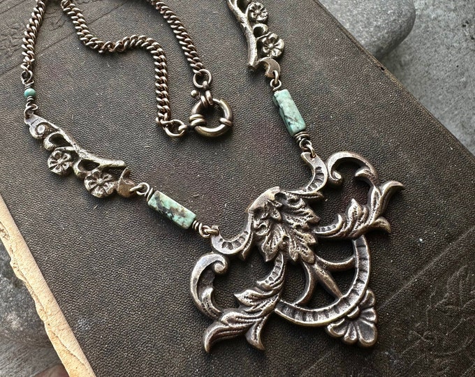 Brass and Turquoise Necklace