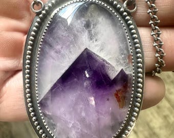 Amethyst and Sterling Silver Pendant Necklace