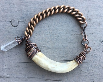 Real Deer Antler Bracelet Wire Wrapped Bracelet Rustic Jewelry  Chain Bracelet Deer Antler Jewelry DanielleRoseBean Antler Tip