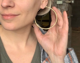 Thin Brass Hoop Earrings